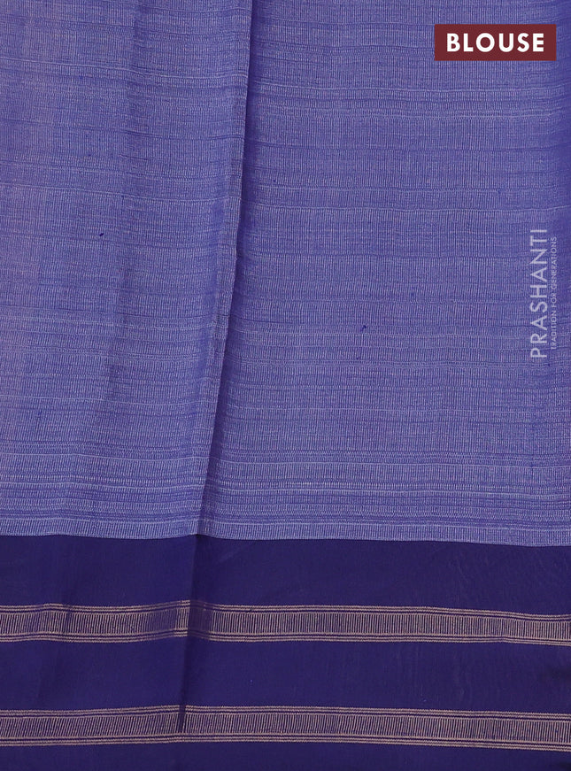 Pure tussar silk saree red and blue with allover floral prints and temple design zari woven border