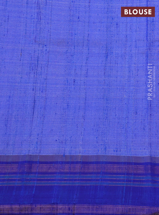 Pure tussar silk saree maroon and blue with allover floral prints and temple design rettapet zari woven border