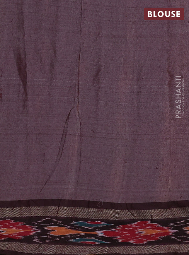 Pure tussar silk saree orange and deep maroon with allover kalamkari prints and temple design zari woven ikat border