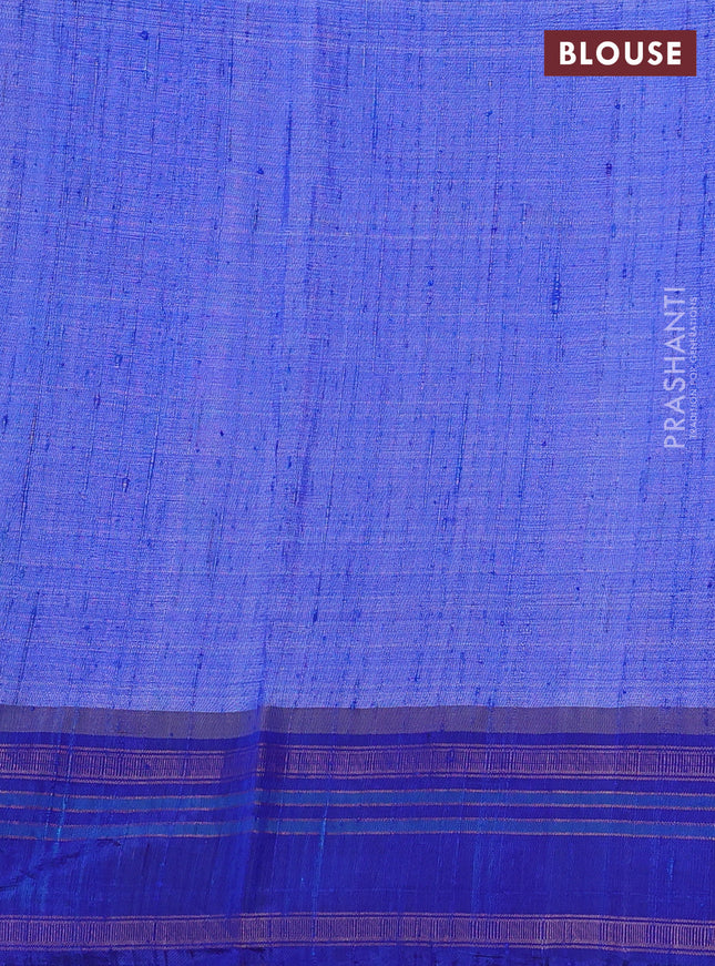 Pure tussar silk saree maroon and blue with allover floral prints and temple design rettapet zari woven border