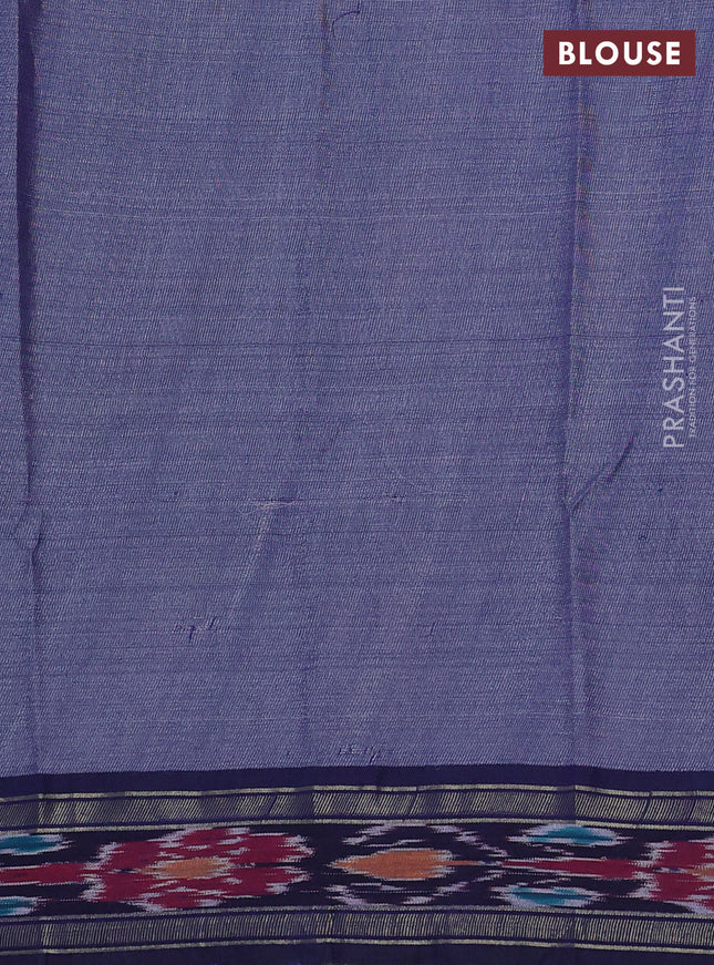Pure tussar silk saree pastel green and navy blue with allover kalamkari hand painted prints and temple design zari woven ikat border