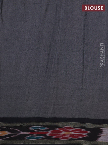 Pure tussar silk saree grey and black with allover kalamkari hand painted prints and temple design zari woven ikat border