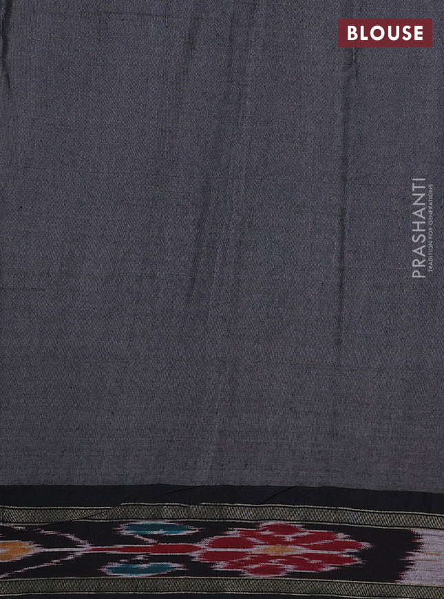 Pure tussar silk saree grey and black with allover kalamkari hand painted prints and temple design zari woven ikat border