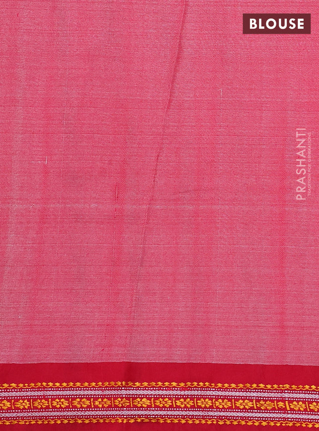 Pure tussar silk saree peach orange and reddish pink with allover kalamkari prints and temple design virdharbha border
