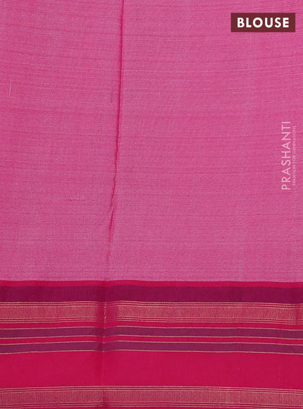 Pure tussar silk saree beige and pink with allover floral prints and temple design rettapet zari woven border