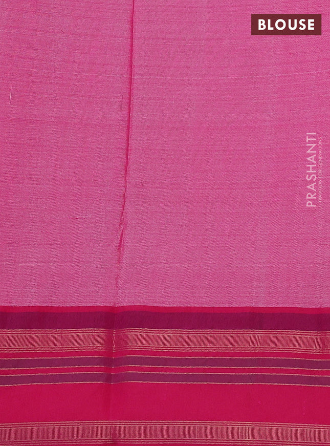 Pure tussar silk saree beige and pink with allover floral prints and temple design rettapet zari woven border