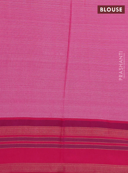 Pure tussar silk saree pastel brown and pink with allover floral prints and temple design rettapet zari woven border