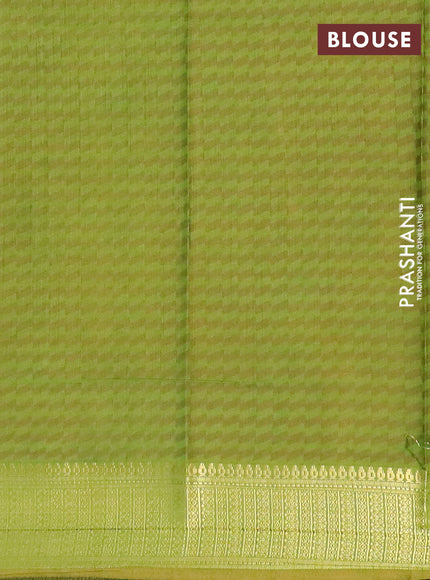 Yellow and green semi tussar saree with matching Neck piece