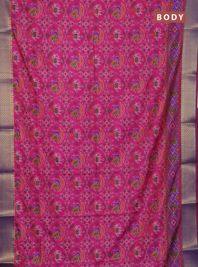Pink semi tussar saree with matching Neck piece