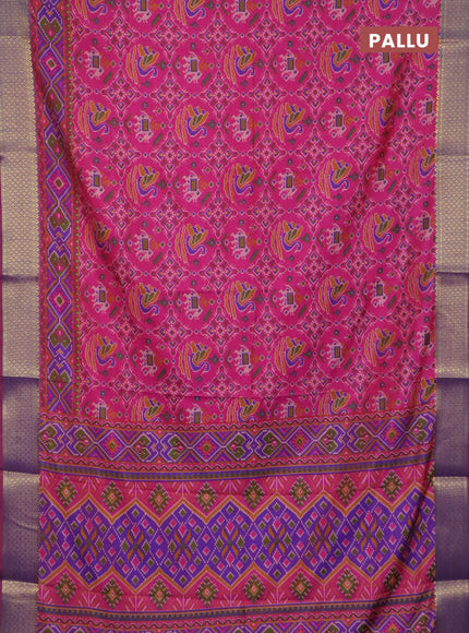 Pink semi tussar saree with matching Neck piece
