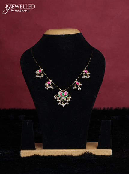 Pink semi tussar saree with matching Neck piece