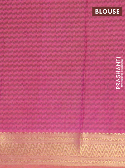 Light green and pink semi tussar saree with matching Neck piece