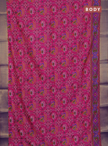 Pink semi tussar saree with matching Neck piece