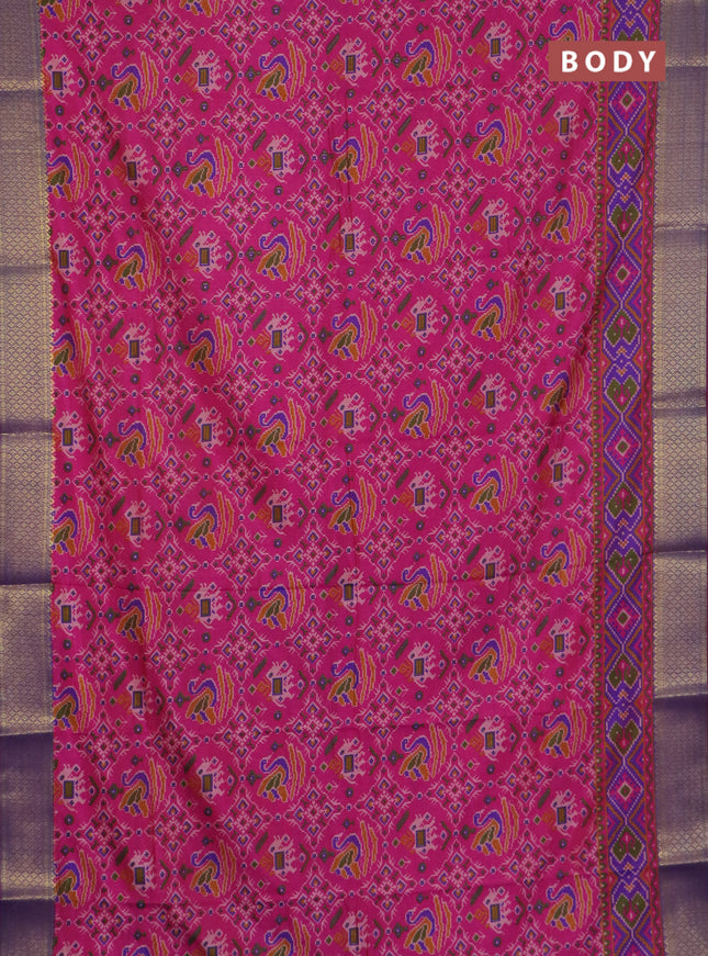 Pink semi tussar saree with matching Neck piece
