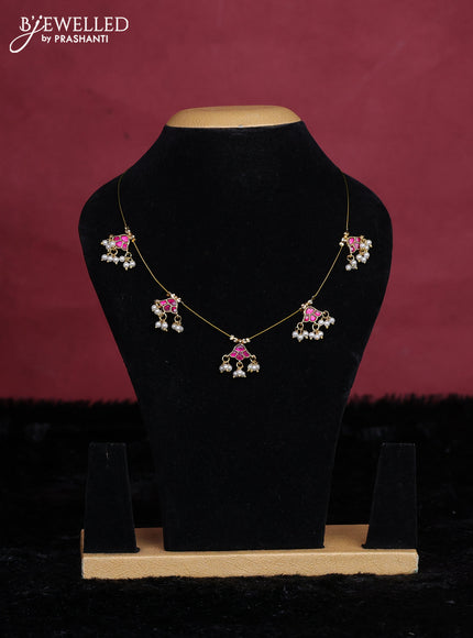 Pink semi tussar saree with matching Neck piece