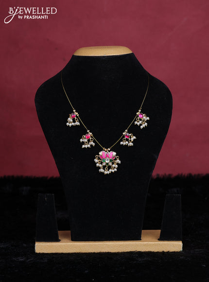 Pink semi tussar saree with matching Neck piece