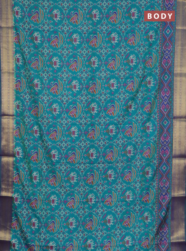 Teal green semi tussar saree with matching Neck piece