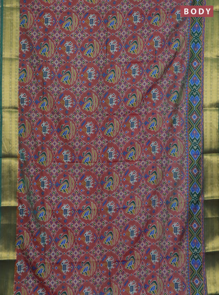 Maroon and green semi tussar saree with matching Neck piece