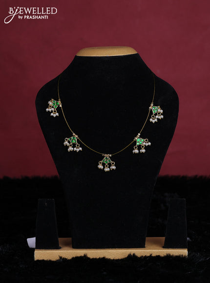 Maroon and green semi tussar saree with matching Neck piece
