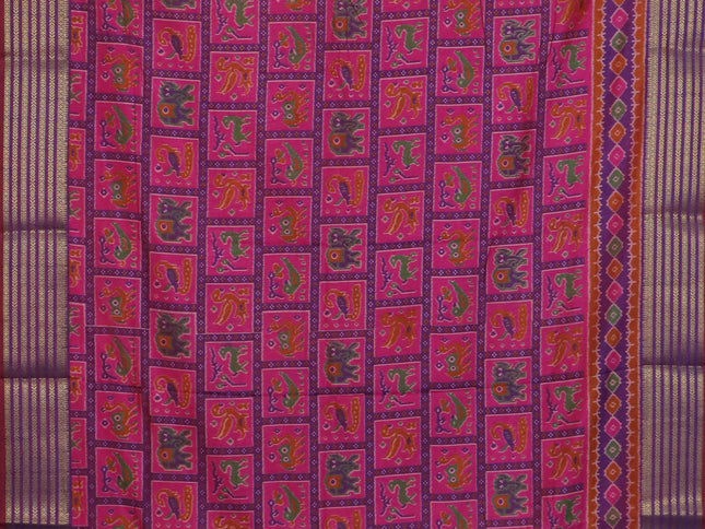 Maroon and green semi tussar saree with matching Neck piece