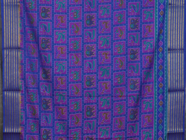 Blue semi tussar saree with matching Neck piece