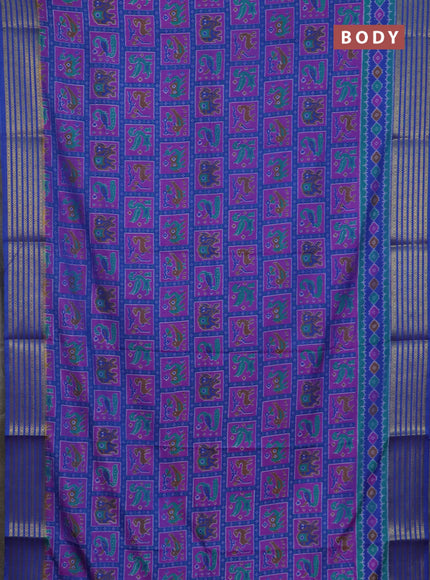 Blue semi tussar saree with matching Neck piece