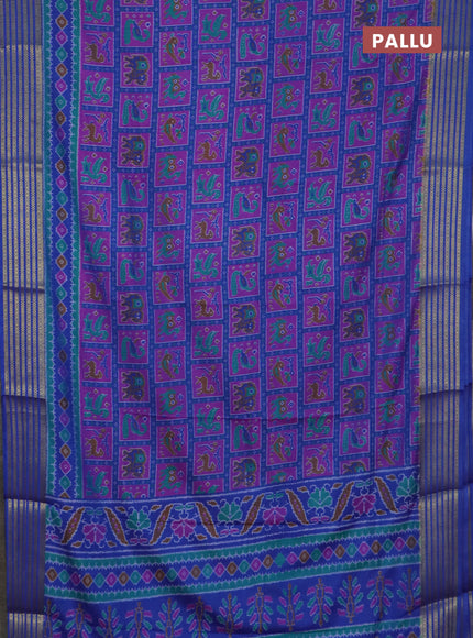 Blue semi tussar saree with matching Neck piece
