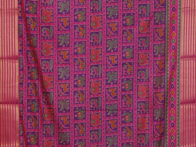 Pink semi tussar saree with matching Neck piece
