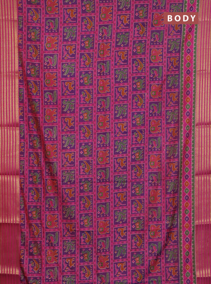 Pink semi tussar saree with matching Neck piece