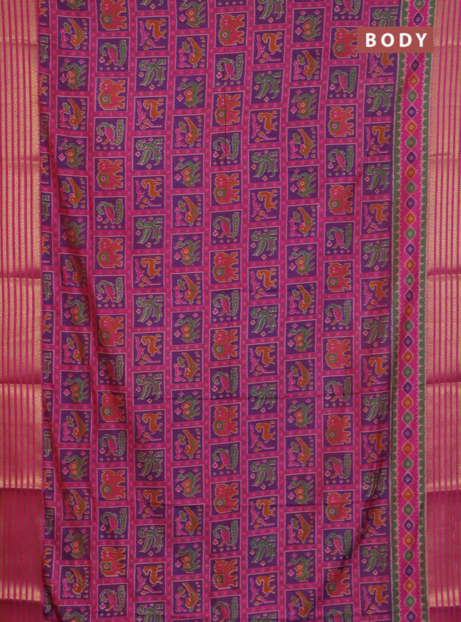 Pink semi tussar saree with matching Neck piece