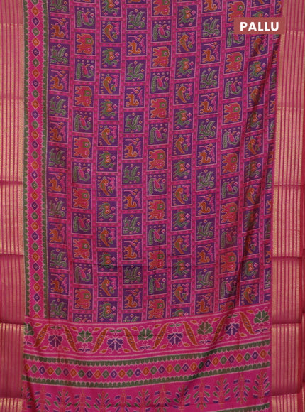 Pink semi tussar saree with matching Neck piece