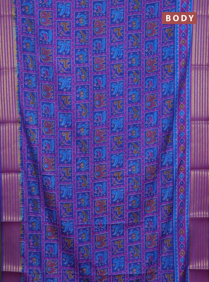 Blue semi tussar saree with matching Neck piece