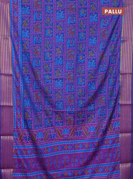 Blue semi tussar saree with matching Neck piece