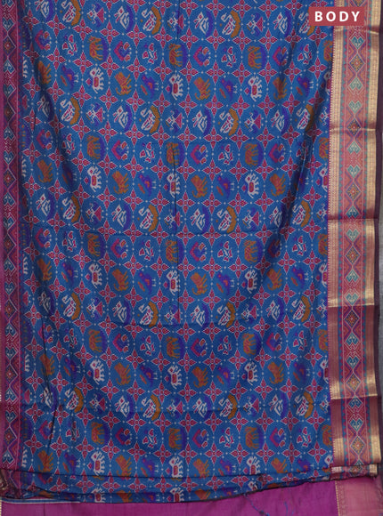 Peacock blue semi tussar saree with matching Neck piece