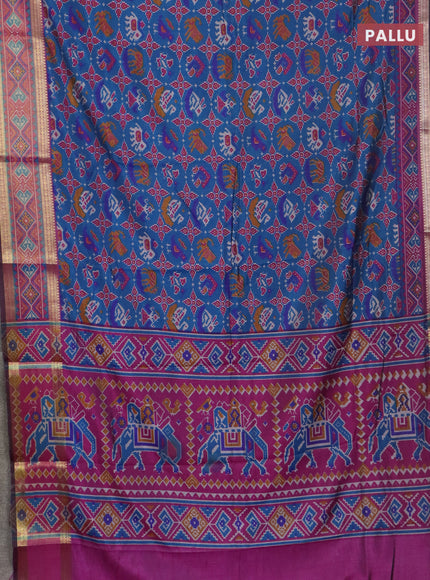Peacock blue semi tussar saree with matching Neck piece