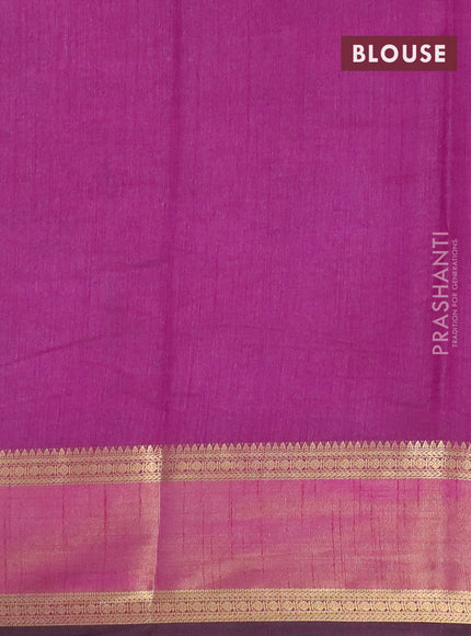 Peacock blue semi tussar saree with matching Neck piece