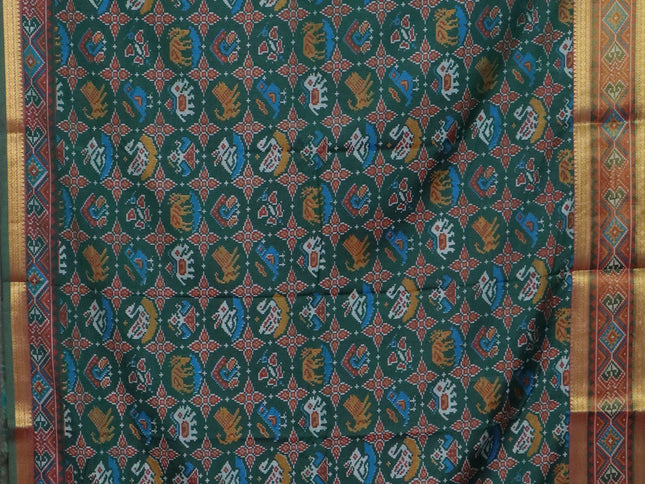 Green semi tussar saree with matching Neck piece