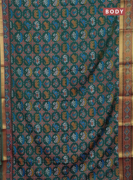 Green semi tussar saree with matching Neck piece