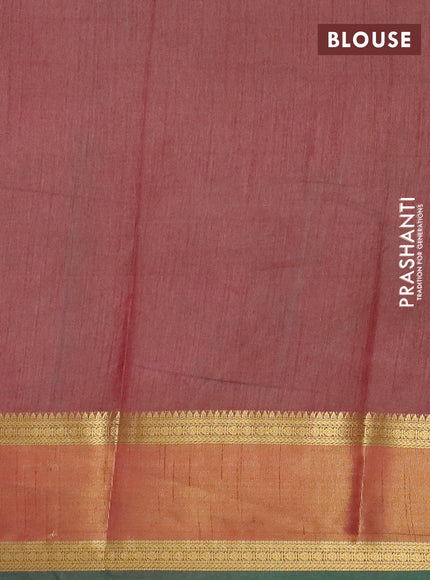 Green semi tussar saree with matching Neck piece