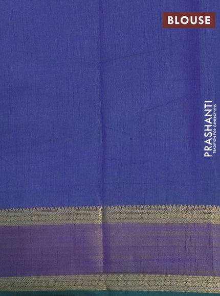 Teal blue and green semi tussar saree with matching Neck piece