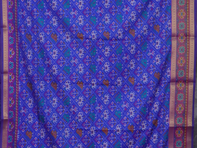 Blue semi tussar saree with matching Neck piece