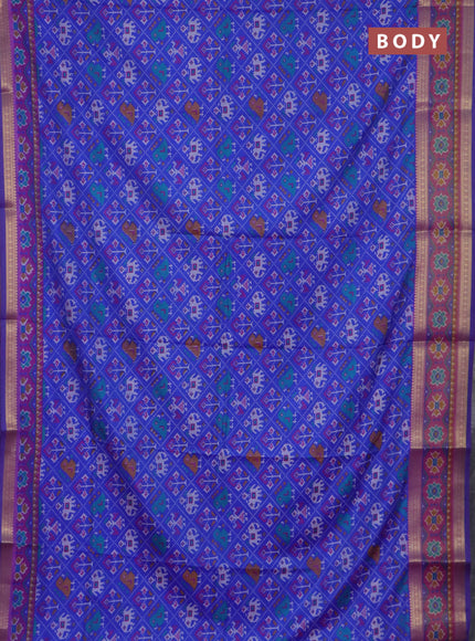 Blue semi tussar saree with matching Neck piece