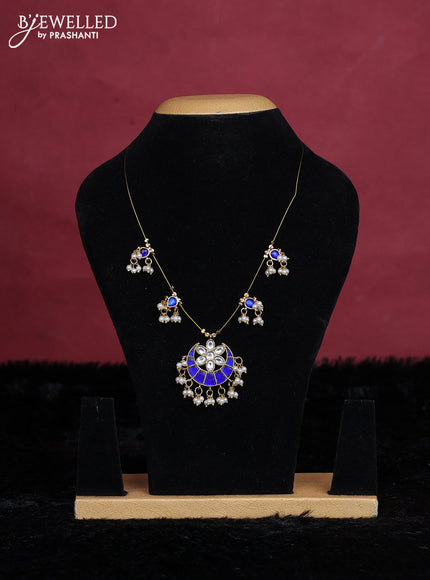 Blue semi tussar saree with matching Neck piece