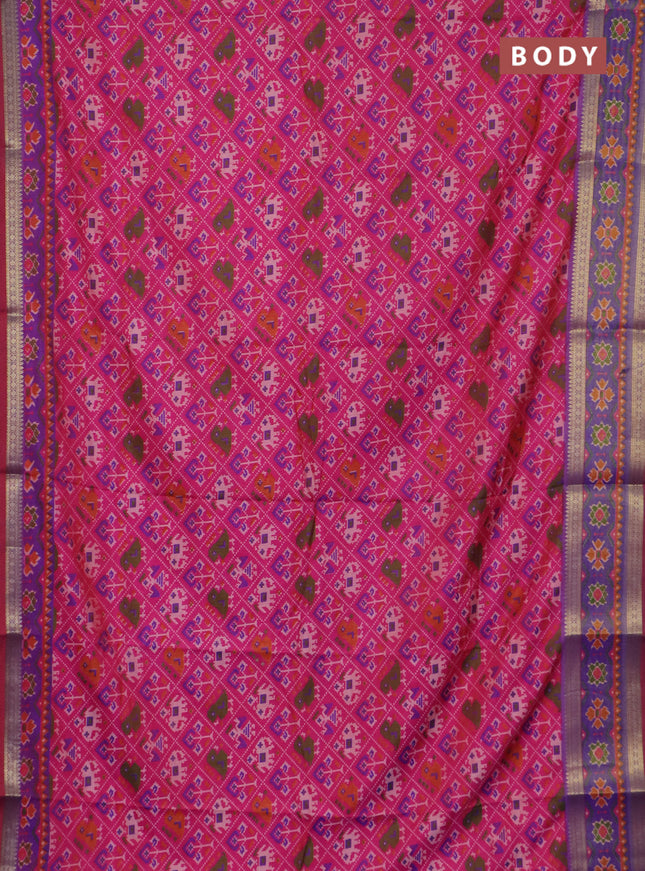 Pink semi tussar saree with matching Neck piece
