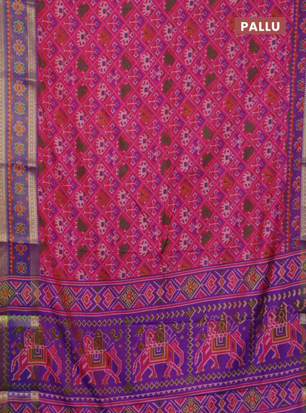 Pink semi tussar saree with matching Neck piece