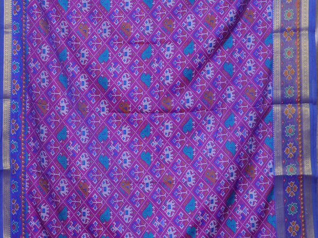 Purple semi tussar saree with matching Neck piece