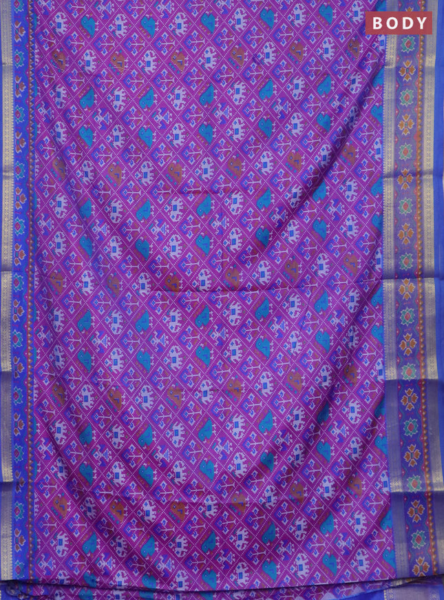 Purple semi tussar saree with matching Neck piece