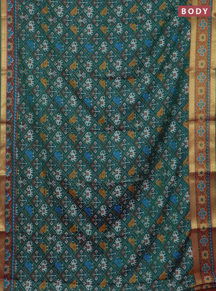 Bottle green semi tussar saree with matching Neck piece