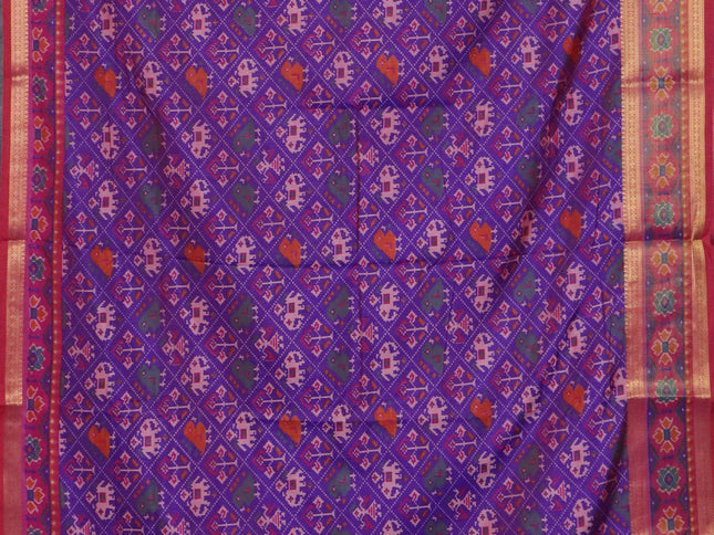 Purple semi tussar saree with matching Neck piece