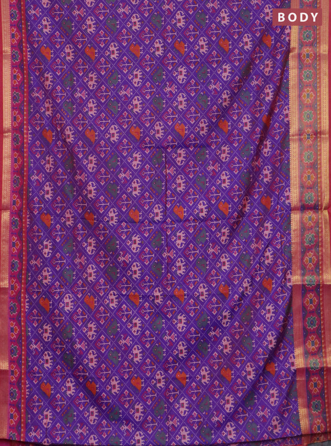 Purple semi tussar saree with matching Neck piece